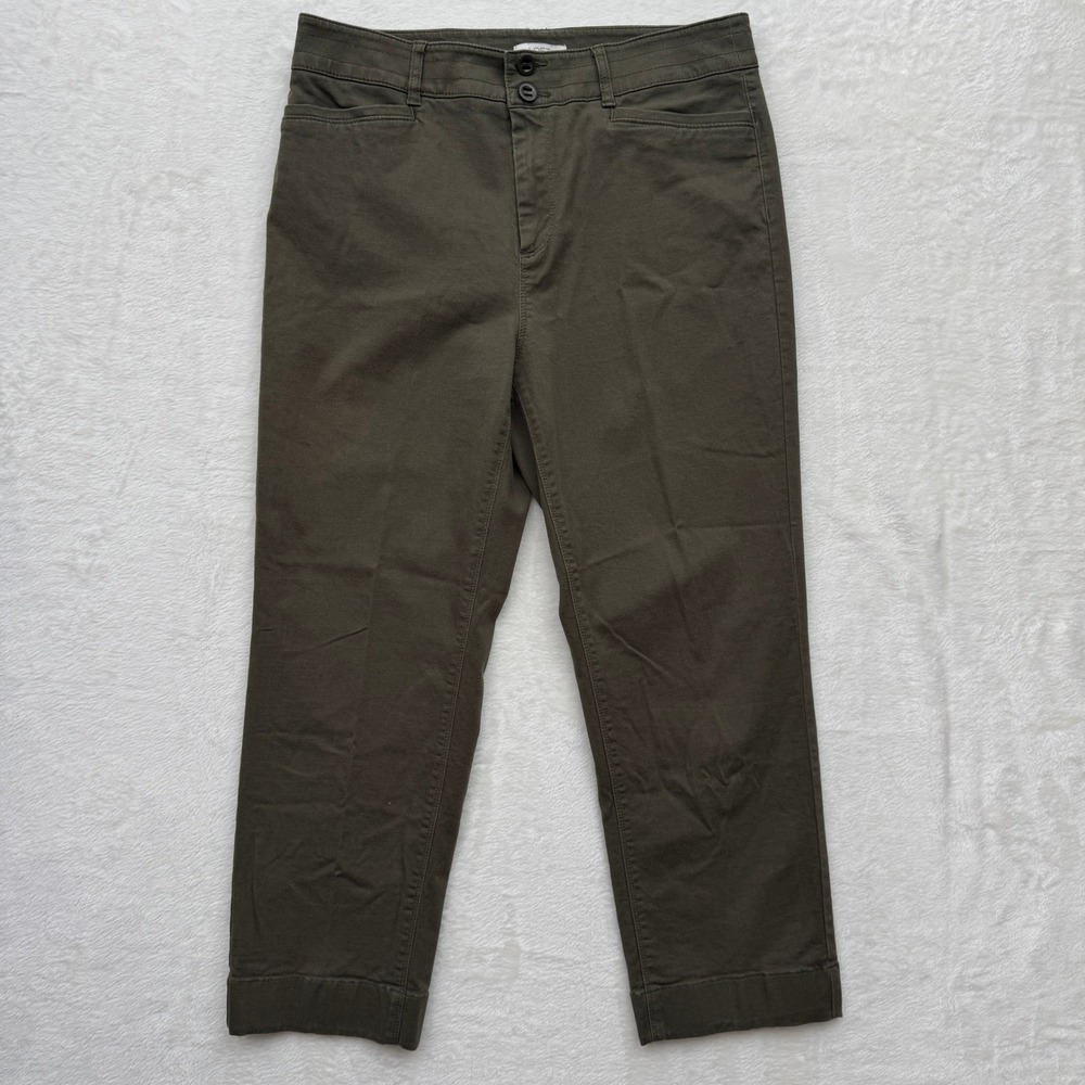 LOFT Outlet‎ Pants Womens 10P Olive Green High Rise Straight Petite Cotton Chino